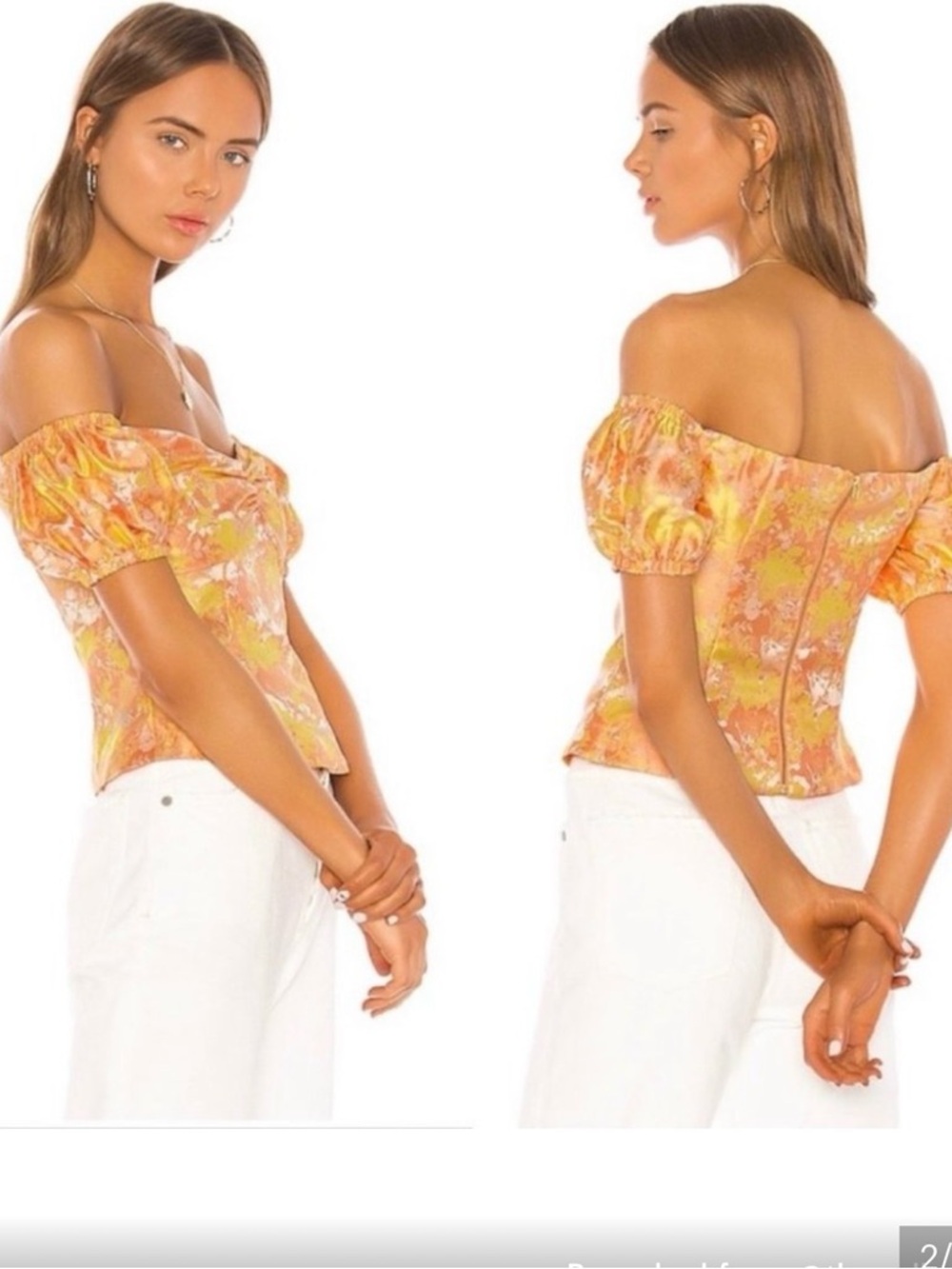 Song of Style Yellow-Orange Puff Sleeve Blouse